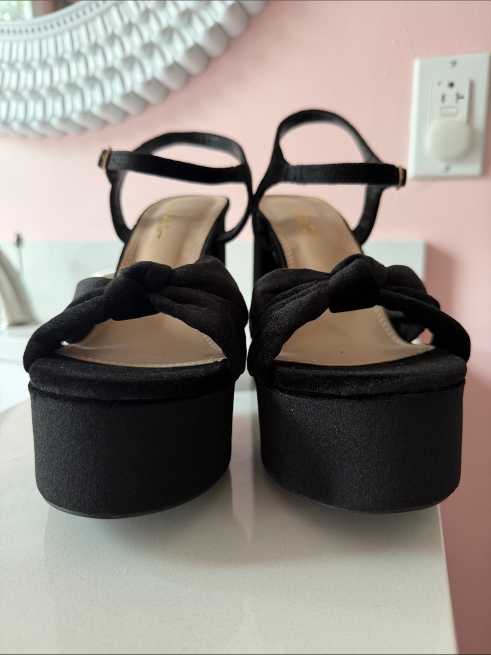Lulu's Black Knotted Platform Slingback Sandals - Picture 4 of 6